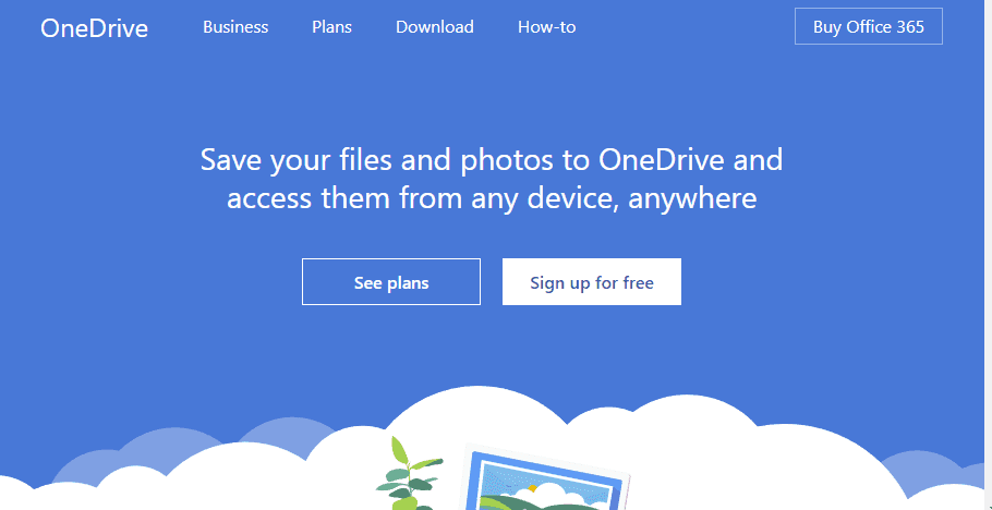 OneDrive homepage
